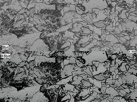 金属结构(900x)上:8位图像/下:16位图像