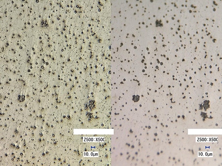 金属结构倾斜角度(500x)左:4K HDR/右:正常